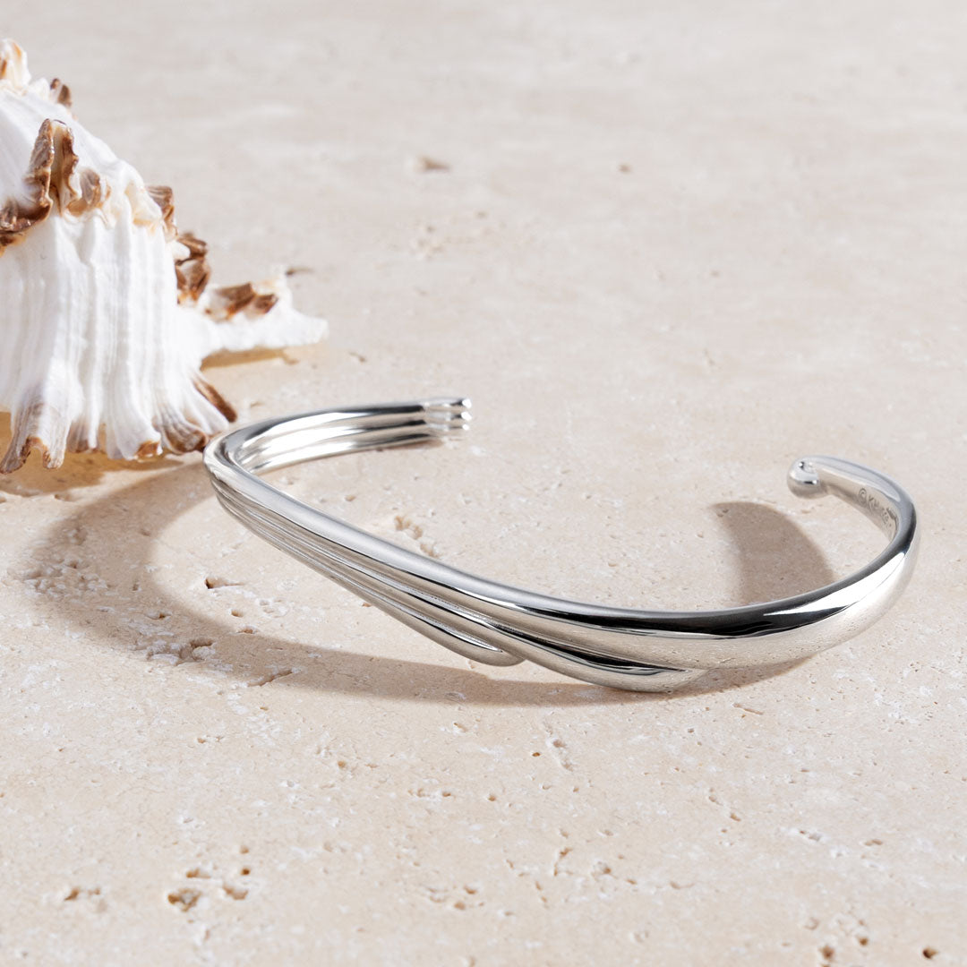 Kit Heath | Oceane Shell Wave Narrow Cuff Bangle