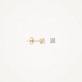 Blush Gold | 14K 3mm Gold & Solitaire Stud Earrings