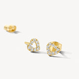 Blush Gold | 14K Gold & Zirconia Heart Stud Earrings