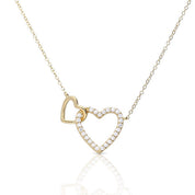 Diamonfire |  Gold Plate Double Heart Necklace