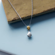 Kit Heath | Coast Pebble Golden Double Droplet Necklace