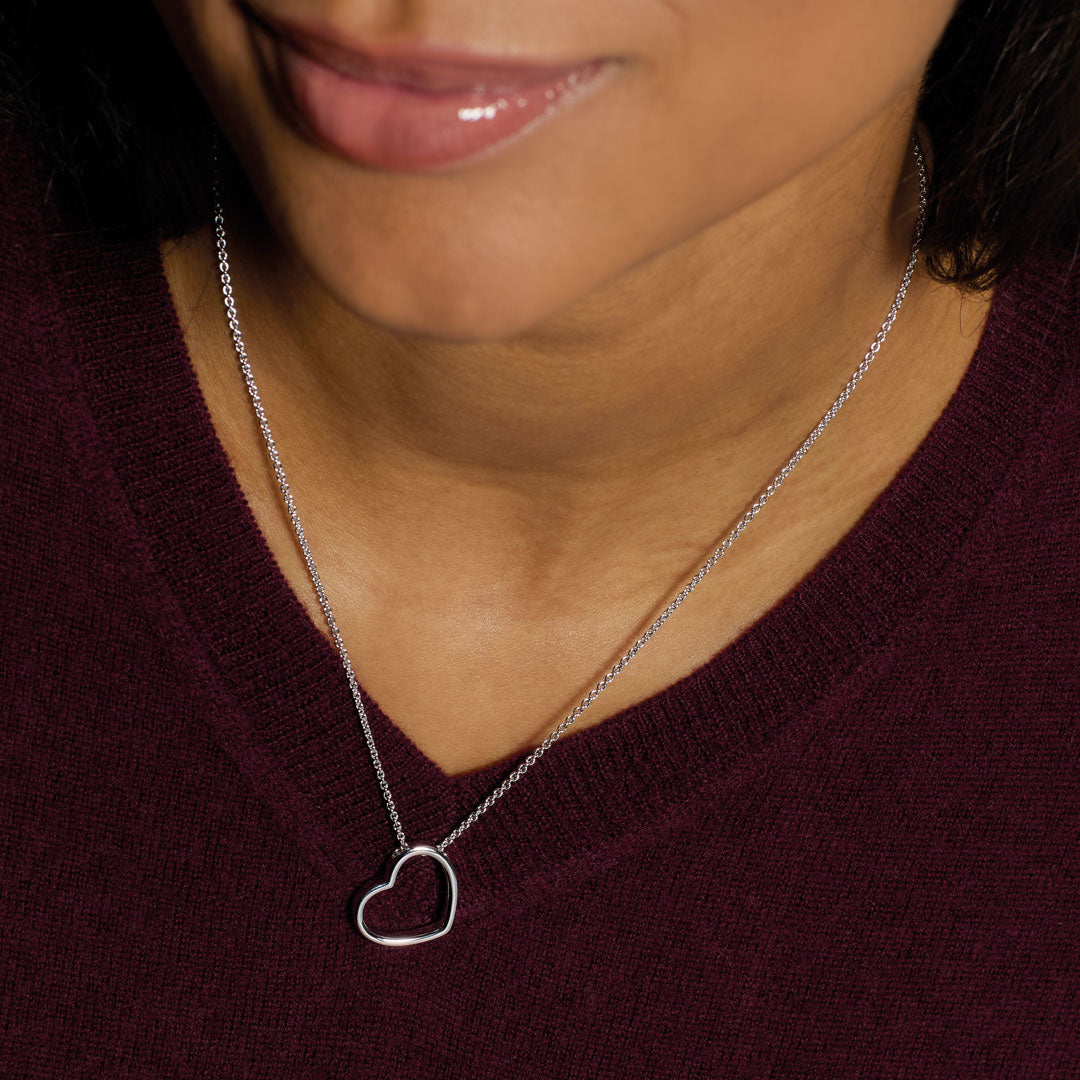 Kit Heath | Love Silver Heart Outline Necklace