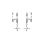 Bijoux De Mimi | Anya Silver Crystal Star Double Huggie Earrings