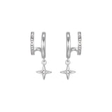 Bijoux De Mimi | Anya Silver Crystal Star Double Huggie Earrings