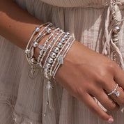ChloBo |  Open Heart & Angel Wing Noodle Ball Sterling Silver Bracelet