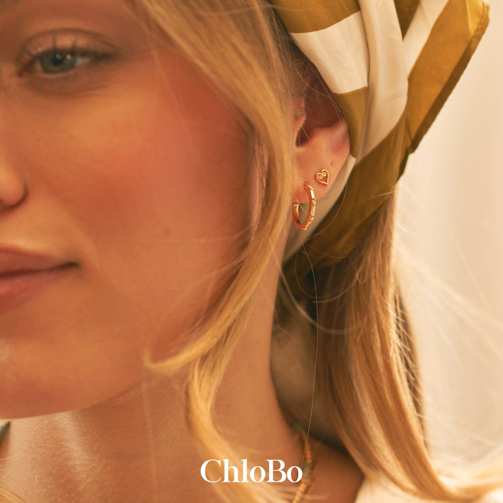 ChloBo | Gold Scroll Heart Stud Earrings