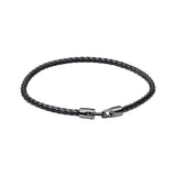 Fred Bennett | Ultra Thin Black Leather Woven Bracelet