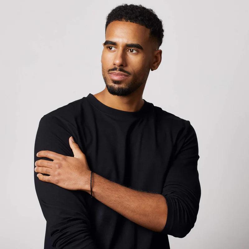 Fred Bennett | Ultra Thin Black Leather Woven Bracelet