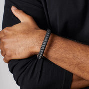 Fred Bennett | Checkboard Grey & Black Leather Bracelet