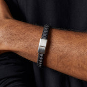 Fred Bennett | Checkboard Grey & Black Leather Bracelet
