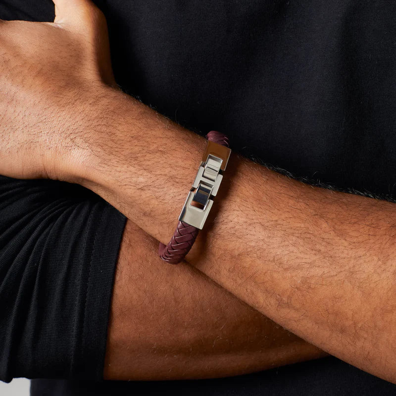 Fred Bennett | Burgundy Leather Large Clasp Bracelet