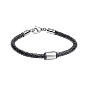 Fred Bennett | Steel & Leather Shiny Finish Bracelet