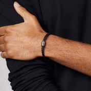 Fred Bennett | Steel & Leather Shiny Finish Bracelet