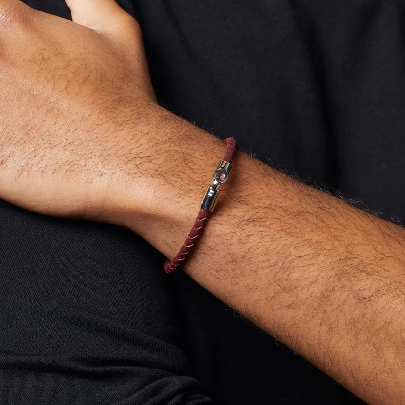 Fred Bennett | Braided Burgundy Leather & Hook Bracelet