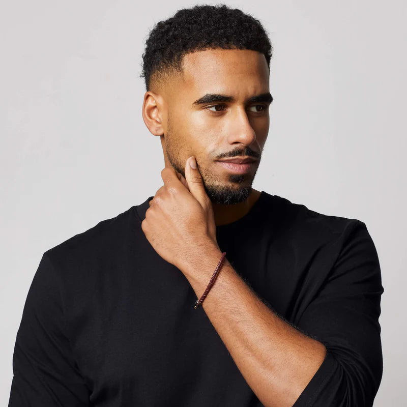 Fred Bennett | Braided Burgundy Leather & Hook Bracelet