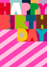 Happy Birthday Pink Chevrons - Paper Salad