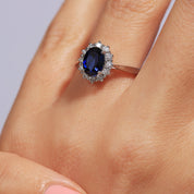 Creative Brilliance | Cate 9ct White Gold 0.25ct tw Lab Grown Diamond and Created Sapphire Ring