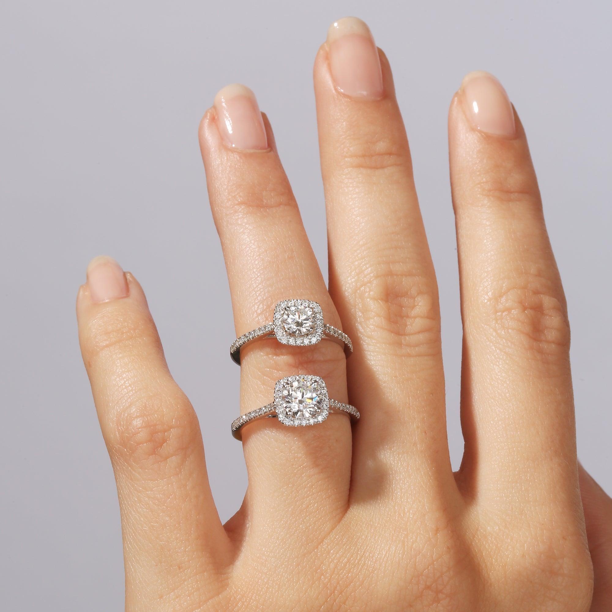 Creative Brilliance | Cynthia 9ct White Gold 0.70ct tw Lab Grown Diamond Halo Ring