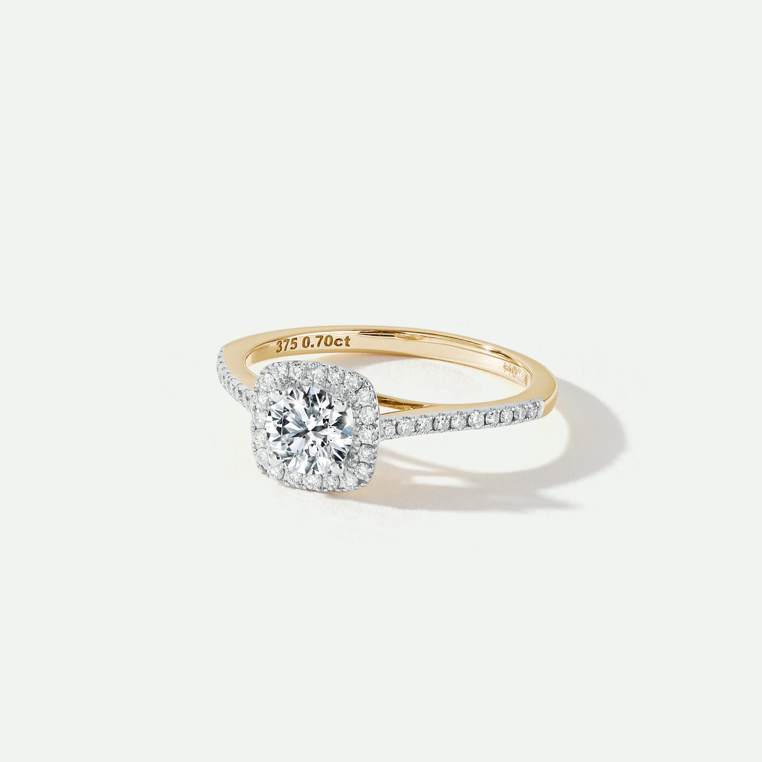 Creative Brilliance | Cynthia 9ct Yellow Gold 0.70ct tw Lab Grown Diamond Halo Ring