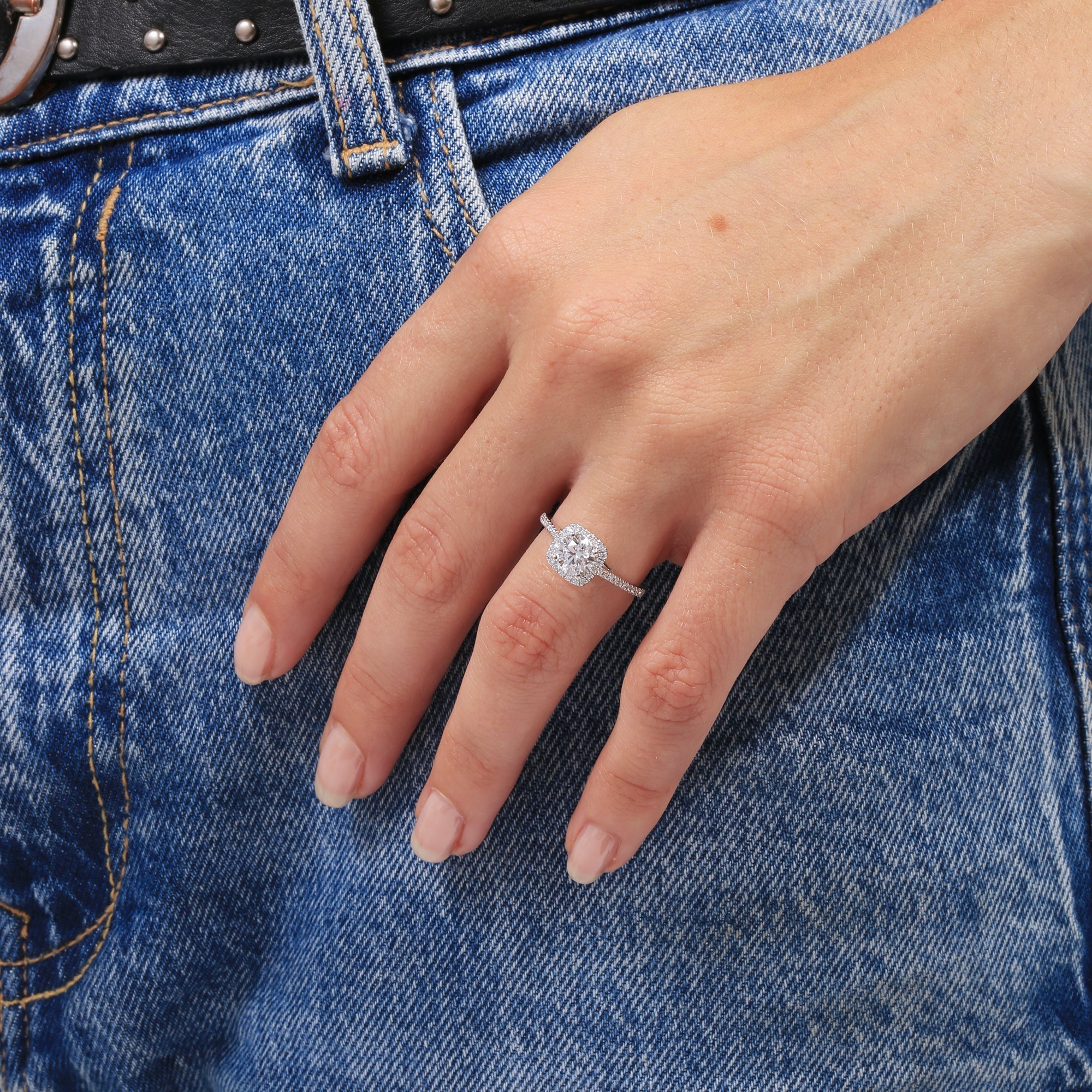 Creative Brilliance | Cynthia 18ct White Gold 1.20ct tw Lab Grown Diamond Halo Ring