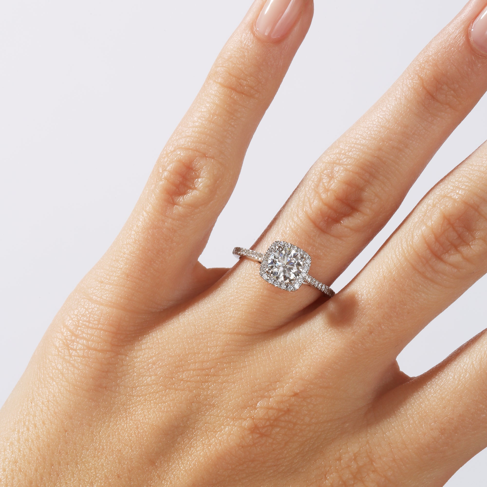 Creative Brilliance | Cynthia 18ct White Gold 1.20ct tw Lab Grown Diamond Halo Ring