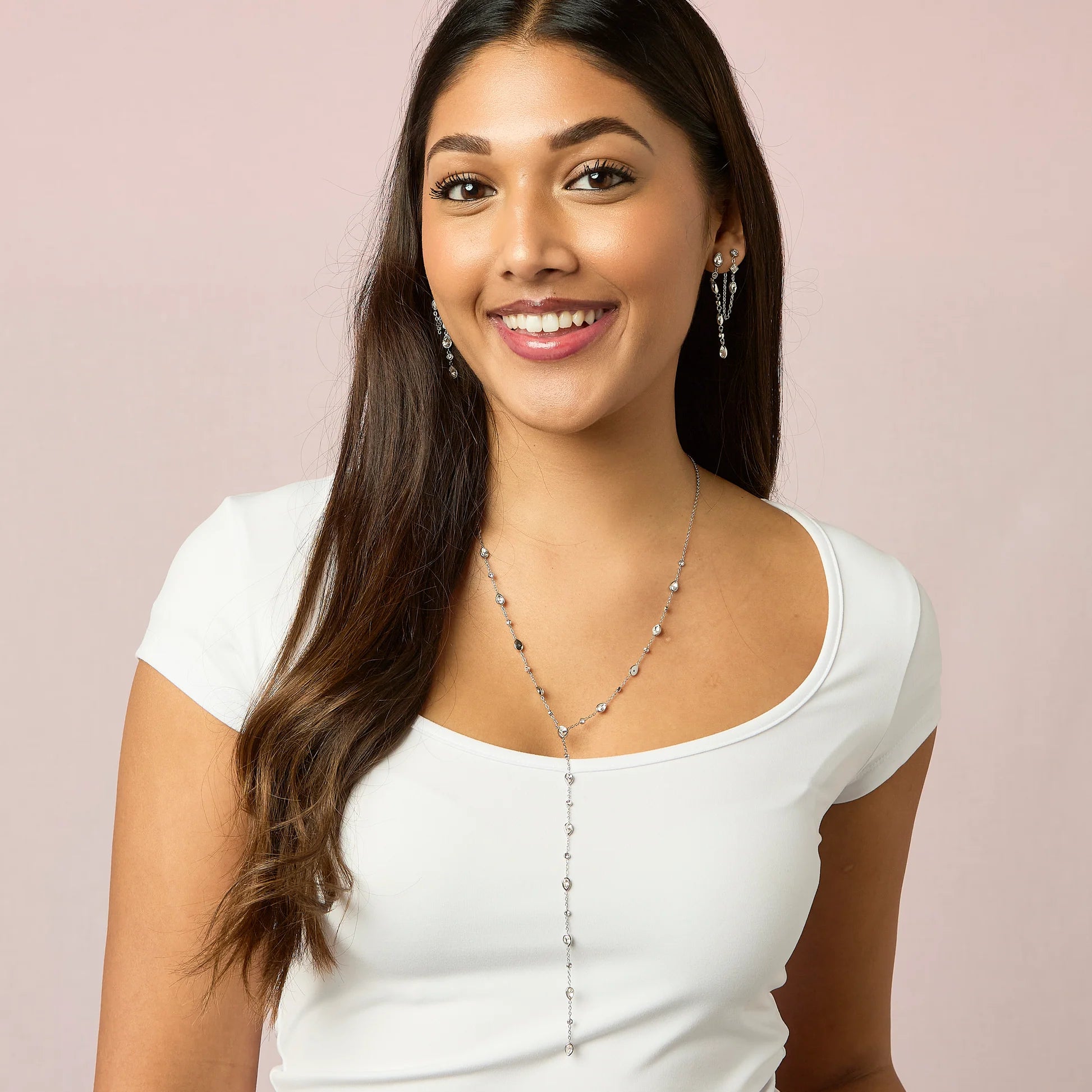 Bijoux De Mimi | Freya Crystal Silver Droplet Statement Studs