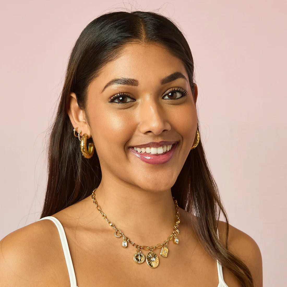 Petra Gold Crystal Chunky Star Hoops