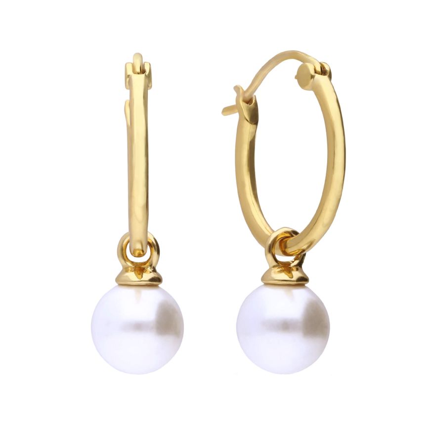 Diamonfire |  Gold plated Hoop Earrings with Shell Pearl