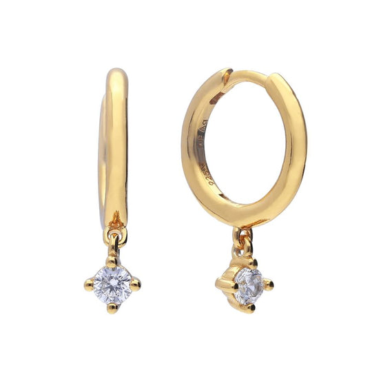 Gold plated Hoop Earrings with Zirconia
