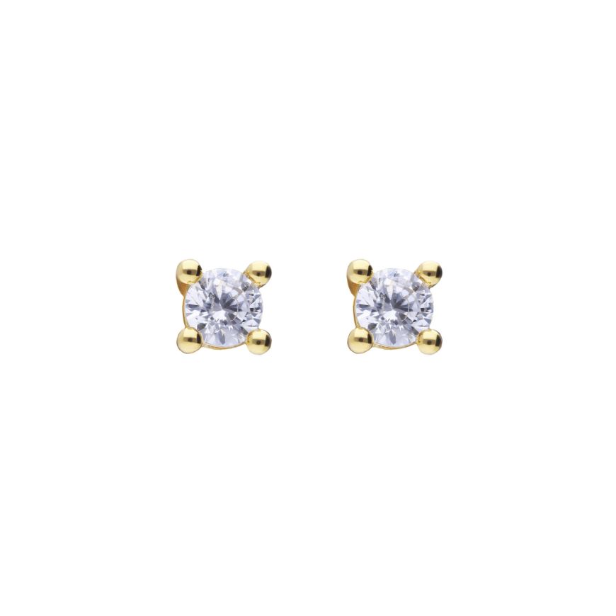 Diamonfire |  3mm Four claw Gold Plated Stud