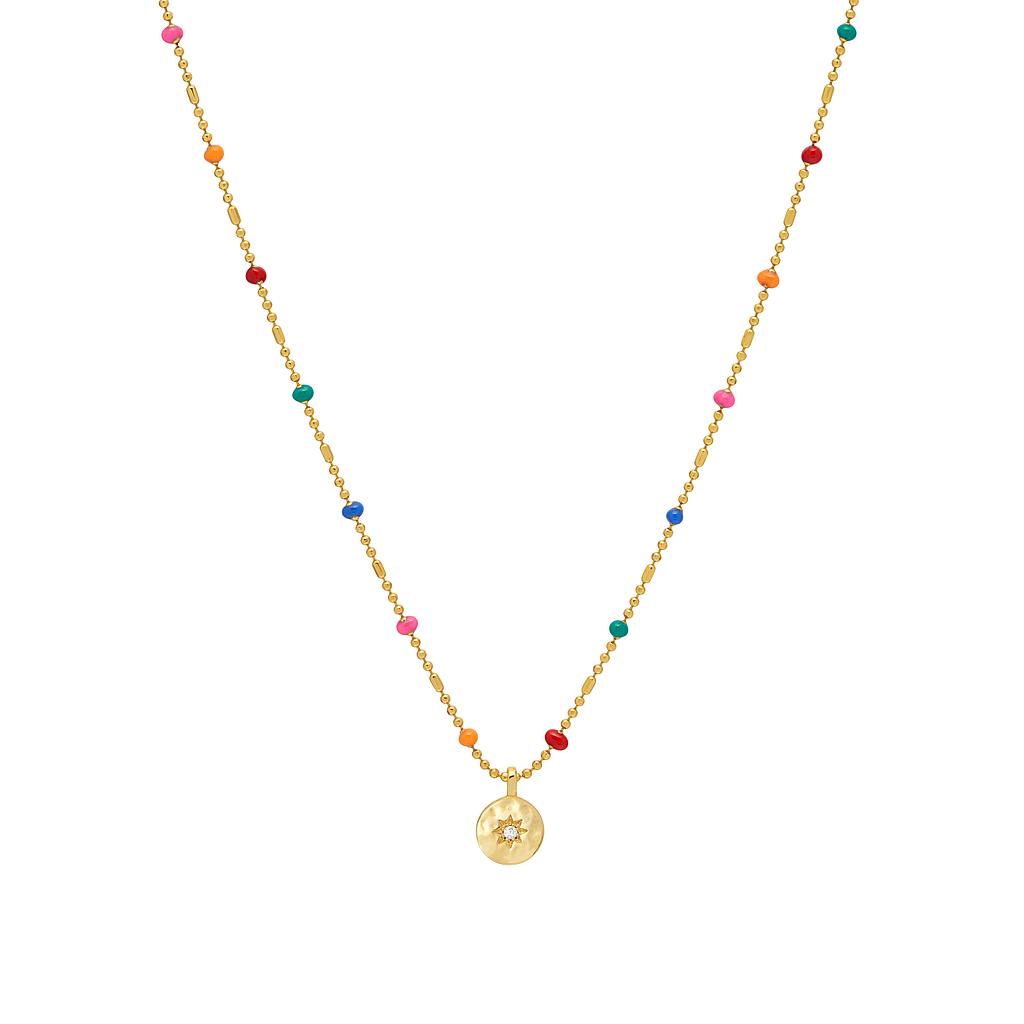 Rainbow CZ Beaded Gold Plated Necklace