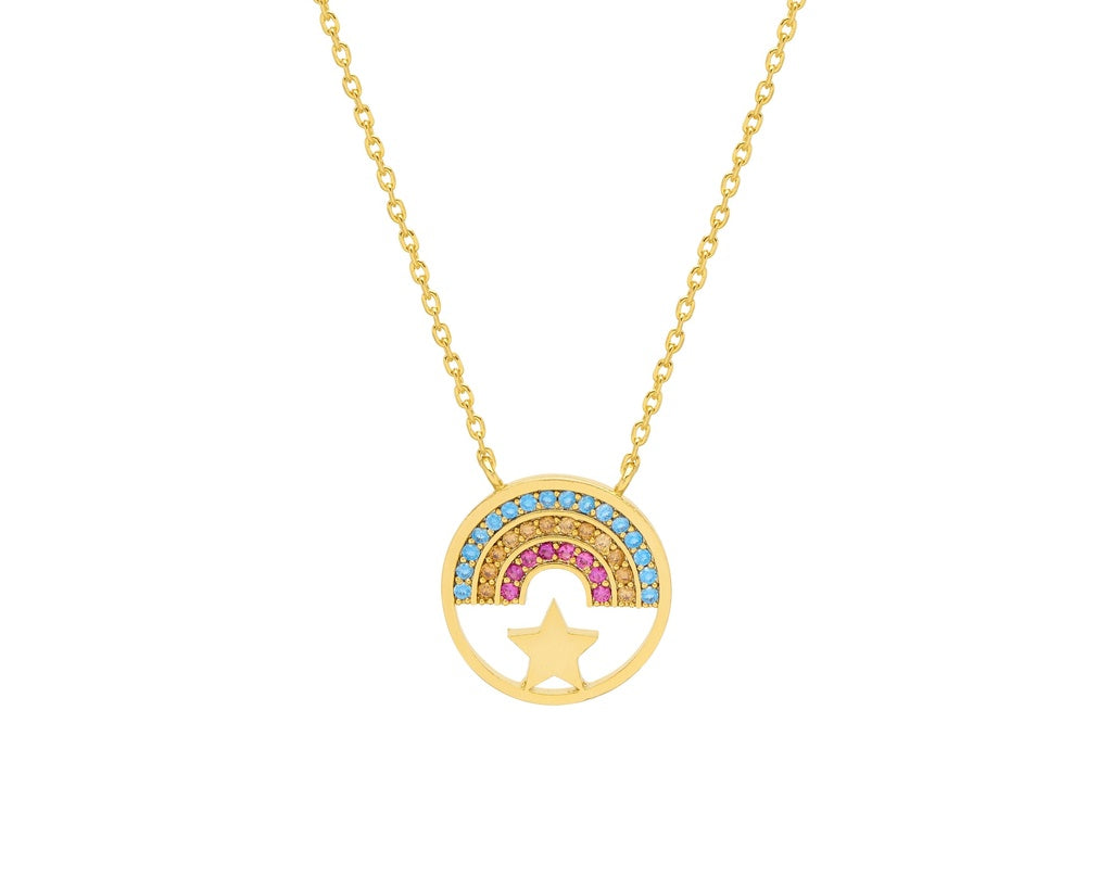 Rainbow Star Gold Plated Necklace