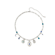 Bijoux De Mimi | Etalie Blue Silver Charm Necklace