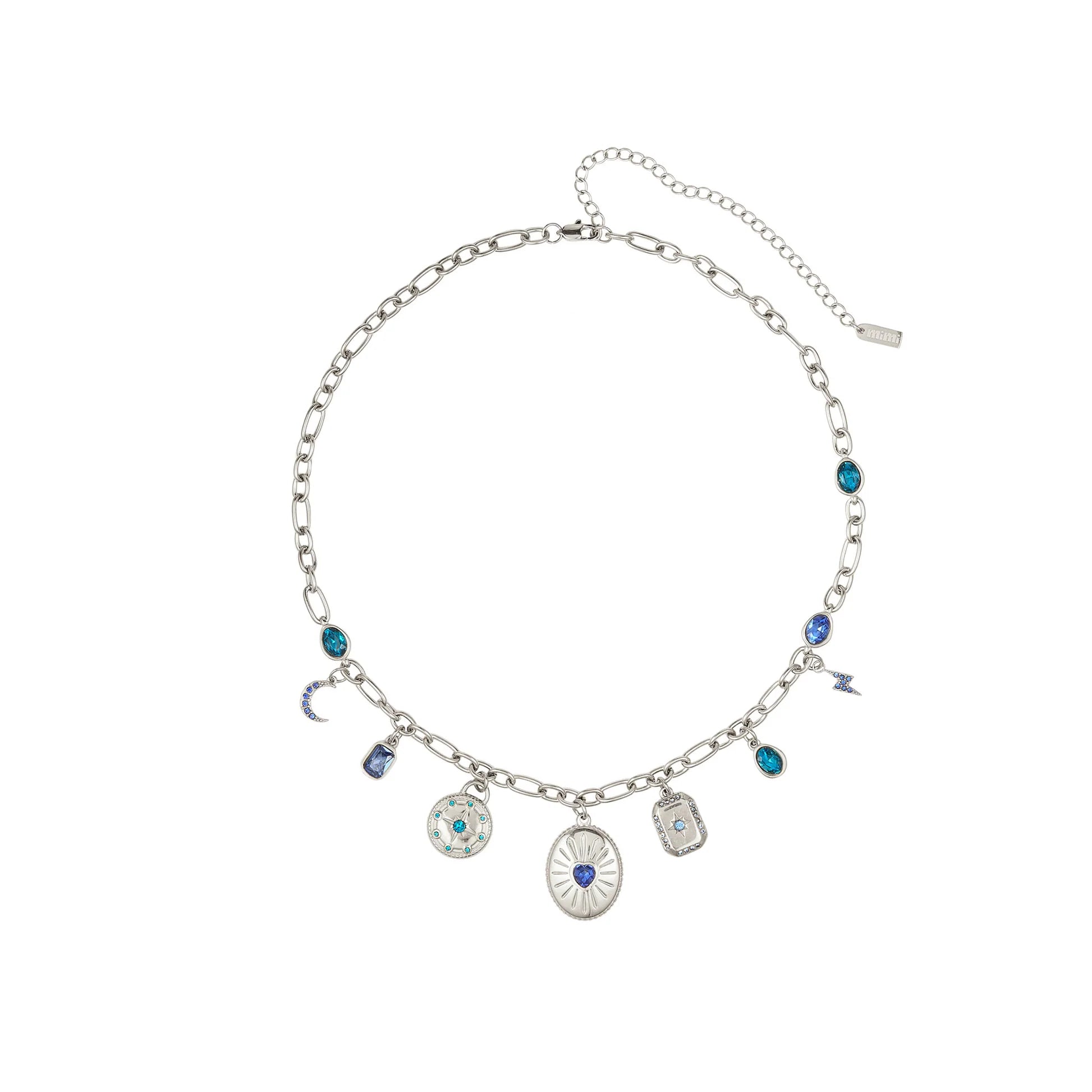 Bijoux De Mimi | Etalie Blue Silver Charm Necklace