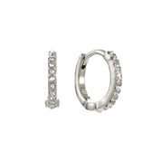 Bijoux De Mimi | Evie Crystal Silver Huggie Earrings