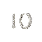 Bijoux De Mimi | Evie Crystal Silver Huggie Earrings