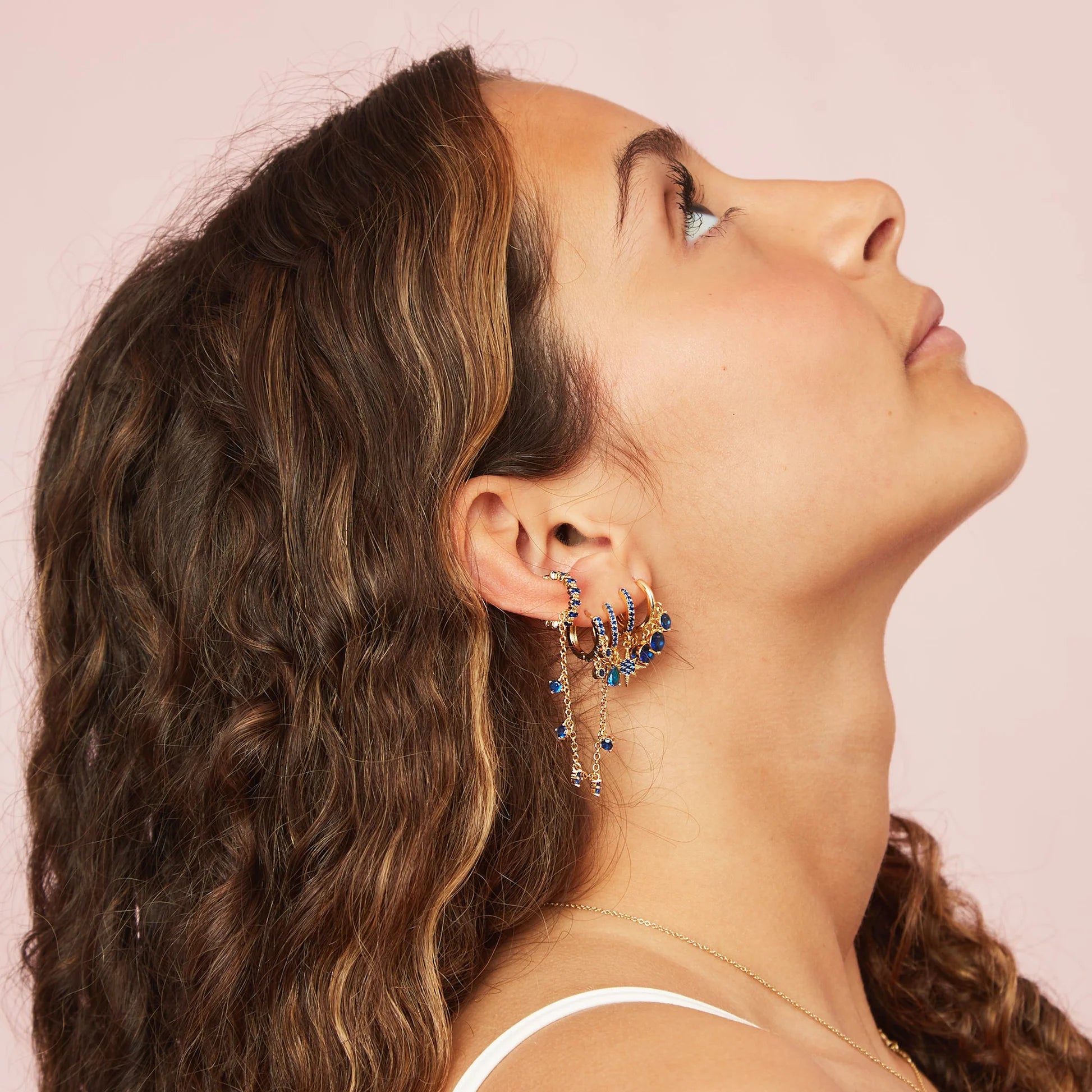 Bijoux De Mimi | Lily Dainty Ear Cuff Gold & Blue