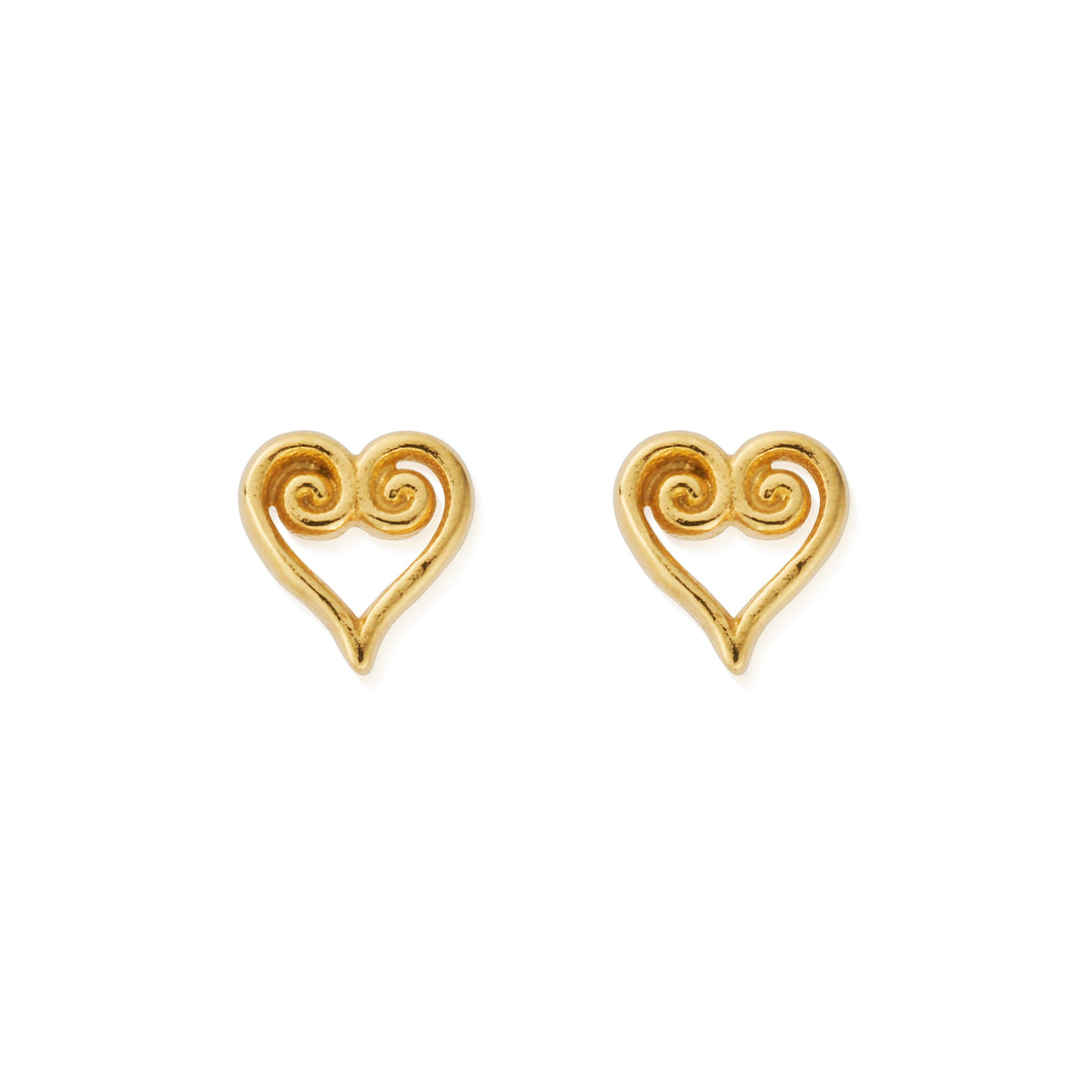 ChloBo | Gold Scroll Heart Stud Earrings