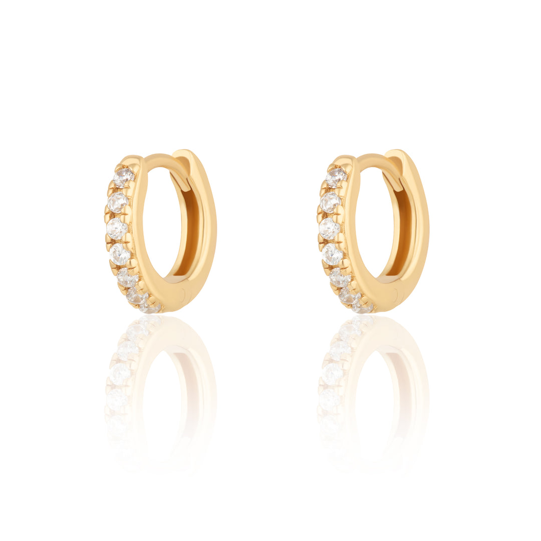 Scream Pretty |  Huggie Hoop with Clear Stones Gold Plated Earrings