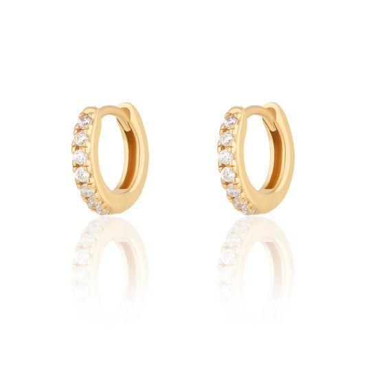 Scream Pretty |  Huggie Hoop with Clear Stones Gold Plated Earrings