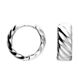 Penmans | Silver Wide Ribbed Huggie Hoop