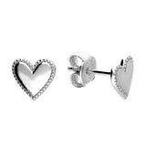 Penmans | Silver Beaded Heart Studs