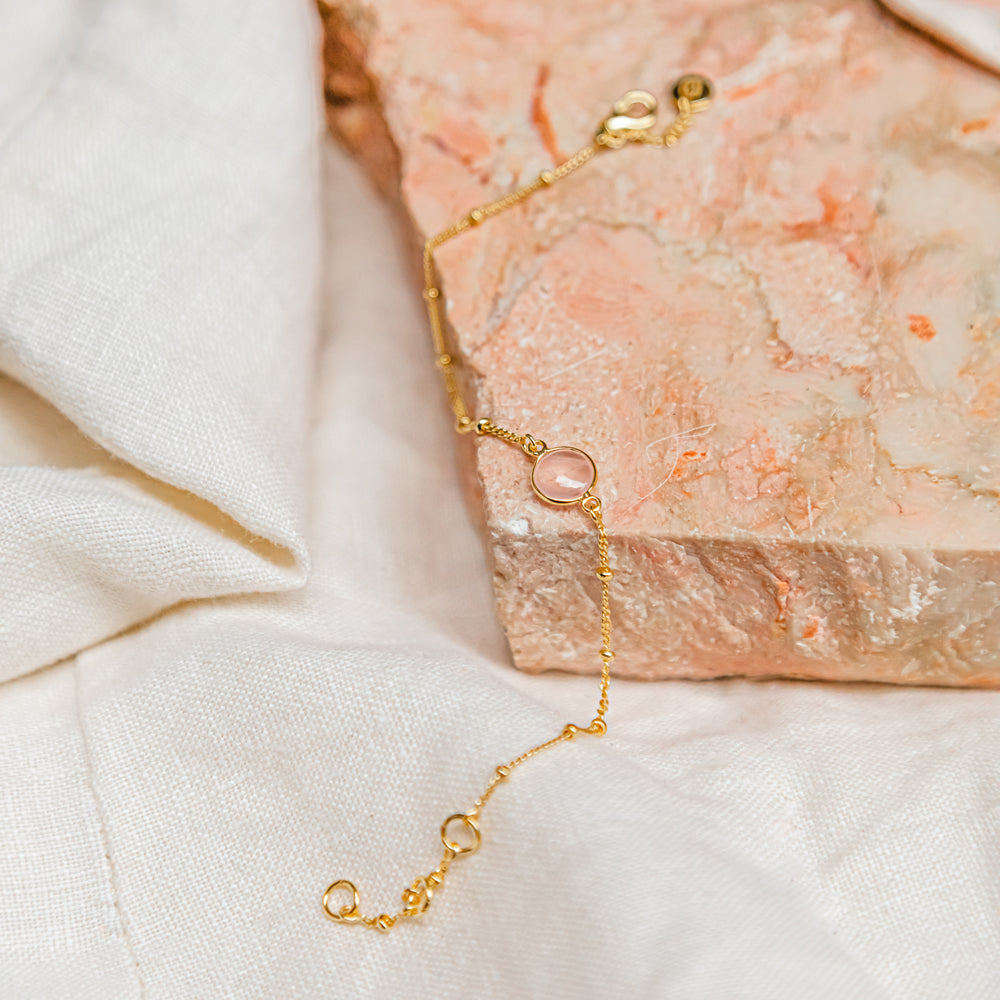 Daisy London |  Rose Quartz Healing Stone 18ct Gold Plate Bracelet