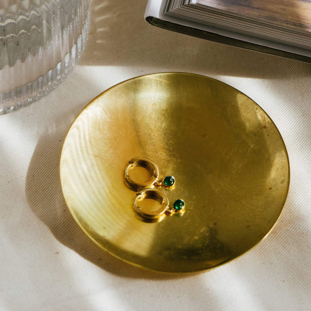Daisy London |  Aventurine Healing Stone 18ct Gold Plate Huggie Hoops