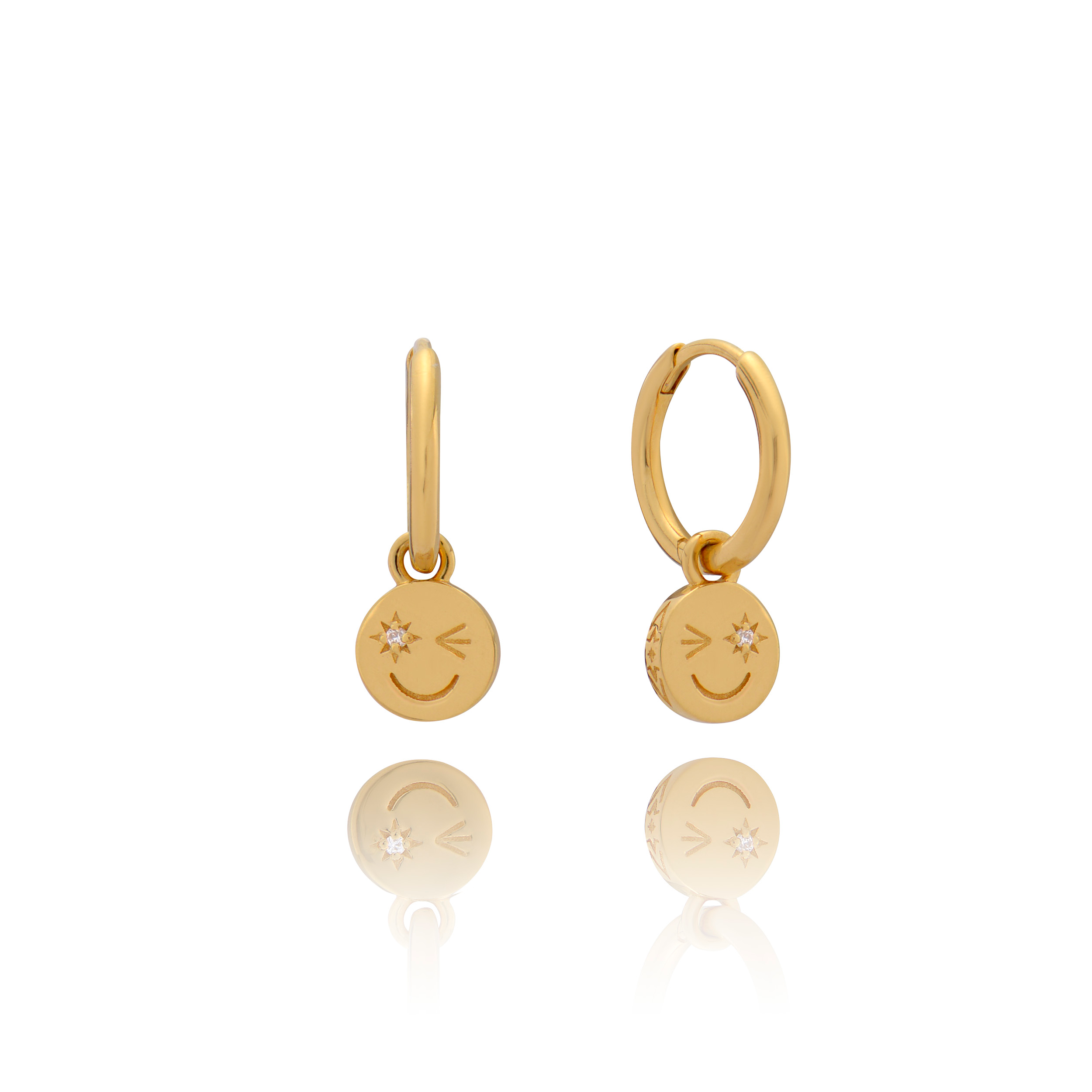 Rachel Jackson | Happy Face Huggie Hoop Earrings