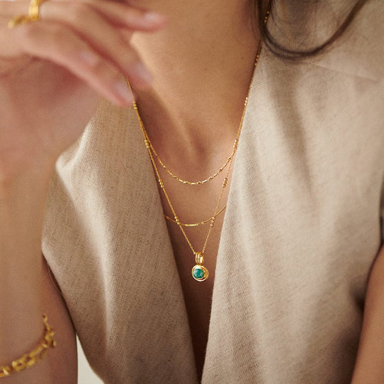 Daisy London |  Amazonite Healing Stone 18ct Gold Plated Necklace