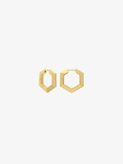 Rachel Jackson | Mini Bevelled Hexagon Gold Plate Hoops