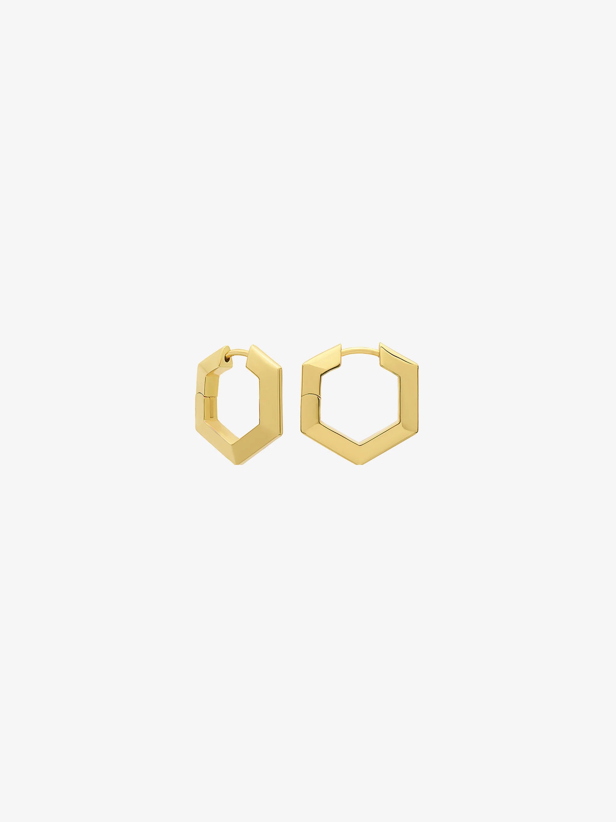 Rachel Jackson | Mini Bevelled Hexagon Gold Plate Hoops