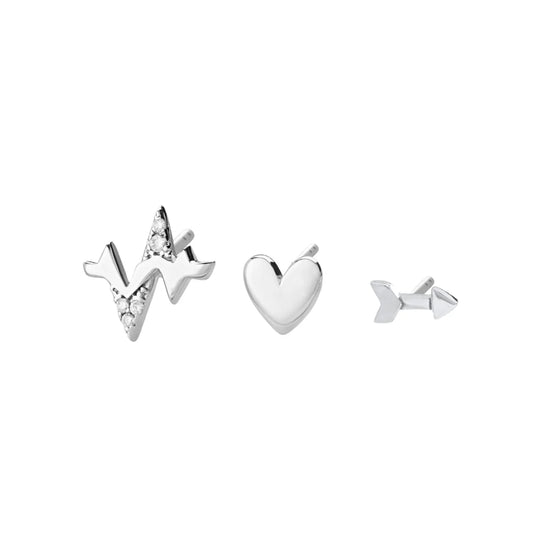 Scream Pretty |  Heartbeat set of 3 Single Stud Earrings