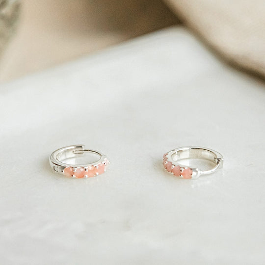 Daisy London |  Beloved Pink Opal Huggie Earrings